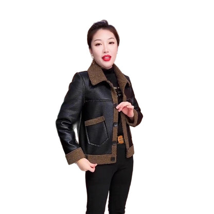 A women's leather jacket