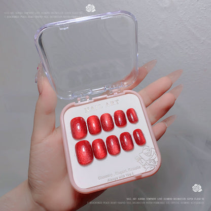 A new nail art wear nail spar cat eye flash diamond nail patch wear nail handmade nail art fake nail wholesale - Mixbatch