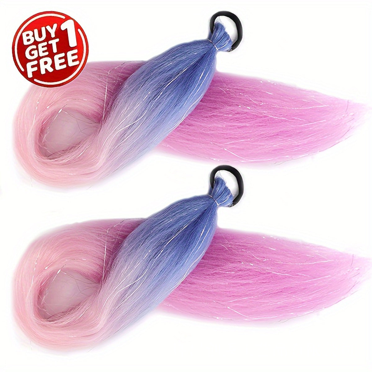 A children's color laser silk braided hair dreadlocks gold silk long ponytail hair extension colorful gradual change braid braided hair wig pair - Mixbatch