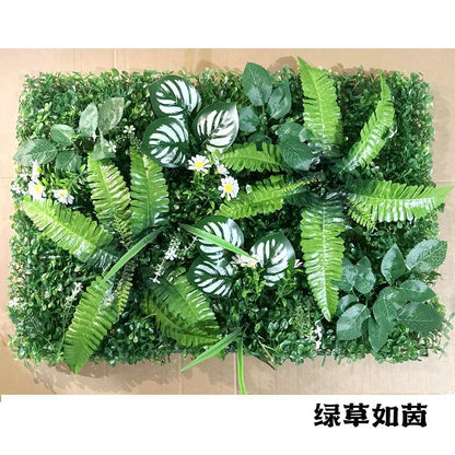 A simulated plant wall green plant background wall door head shopping mall interior decoration plant plastic Milan fake flower lawn