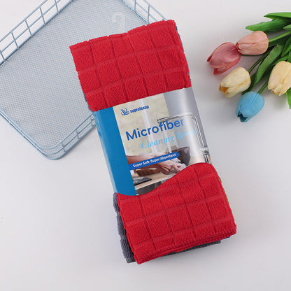 A: Full polyester rag, special microfiber plaid rag for housekeeping, stove cleaning thickened, absorbent dishcloth