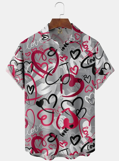 A love pattern short sleeve shirt