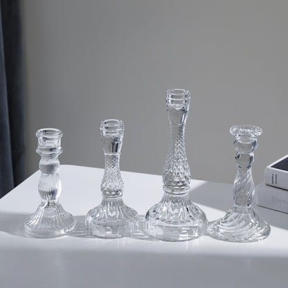 A transparent crystal glass candlestick ornament