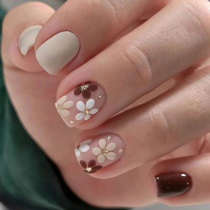 A cross-border explosion European and American style nail piece with diamond long square French manicure three-dimensional love broken diamond wearing nail wholesale - Mixbatch