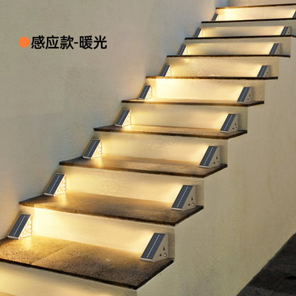 A solar stair light outdoor waterproof step light courtyard foot light led light trail light self-adhesive household luminous light