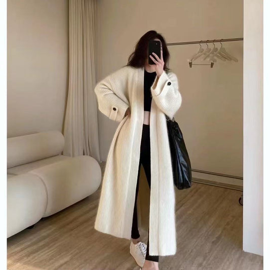A long sweater knit jacket