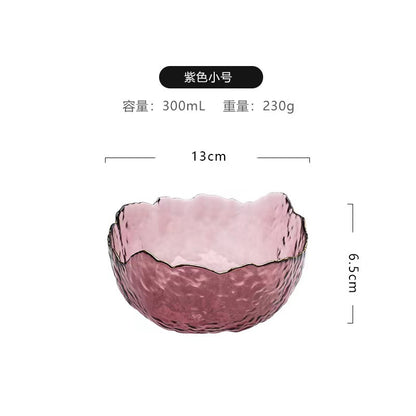 A Creative Japanese Lotus Mist Powder Glass Fruit Salad Bowl Set High Value Dessert Bowl Light Luxury Simple Household Fruit Plate