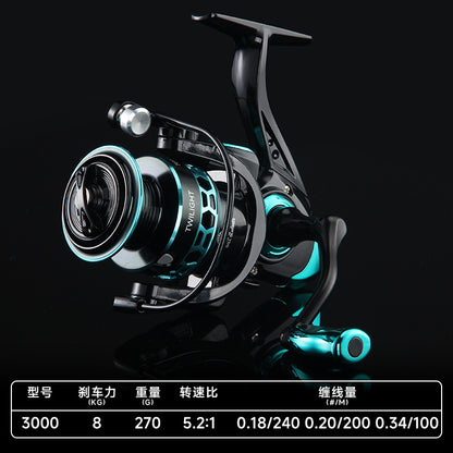 بكرة صيد معدنية سوداء بالكامل، بكرة صيد صغيرة، بكرة صيد لقصبة الصيد البحرية، بكرة صيد كبيرة DK (سمكة وزنها 16 كجم)