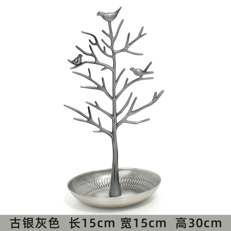 رف عرض مجوهرات على شكل شجرة طائر، رف عرض مجوهرات من سبيكة معدنية، رف مجوهرات من شجرة السنط، زينة بالجملة 