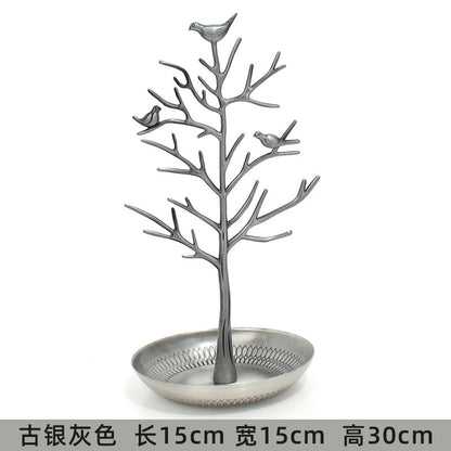 رف عرض مجوهرات على شكل شجرة طائر، رف عرض مجوهرات من سبيكة معدنية، رف مجوهرات من شجرة السنط، زينة بالجملة 