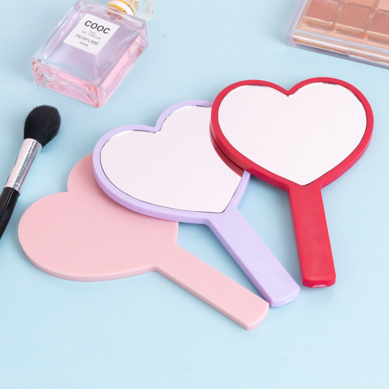 A wholesale love handle mirror portable handheld mirror girls cute small mirror DIY beauty gift dressing mirror - Mixbatch