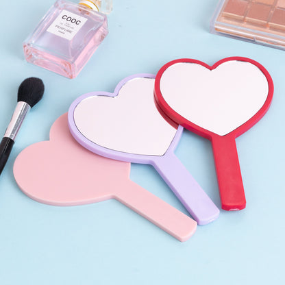 A wholesale love handle mirror portable handheld mirror girls cute small mirror DIY beauty gift dressing mirror - Mixbatch