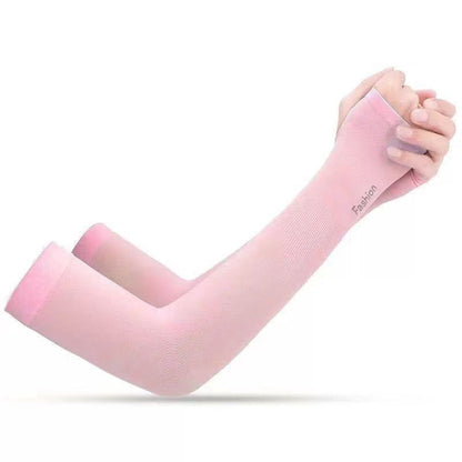 A summer sunscreen ice sleeves men's and women's ice silk sleeves UV protection riding driving arm sleeves breathable gloves arm sleeves