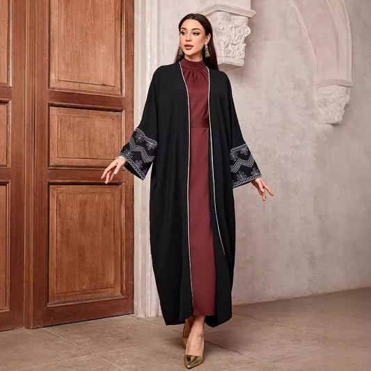 Abaya Muslim robe elegant fashion cardigan dress spot cross-border embroidery 2024 autumn new - Mixbatch