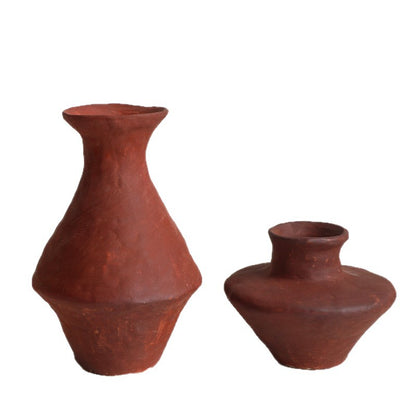 A new Chinese retro red pottery art ceramic flower ware model house sales office living room entrance study decorative ornament