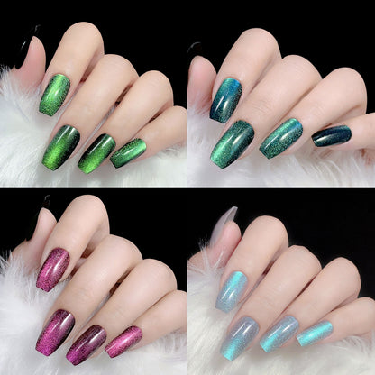A new nail art wear nail spar cat eye flash diamond nail patch wear nail handmade nail art fake nail wholesale - Mixbatch