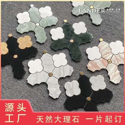 A marble mosaic wall tile