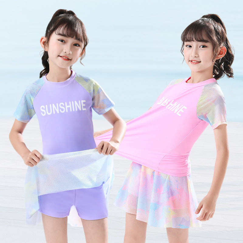 A medium and large children and girls swimsuit Japanese split swimsuit cartoon princess skirt hot spring swimsuit - Mixbatch