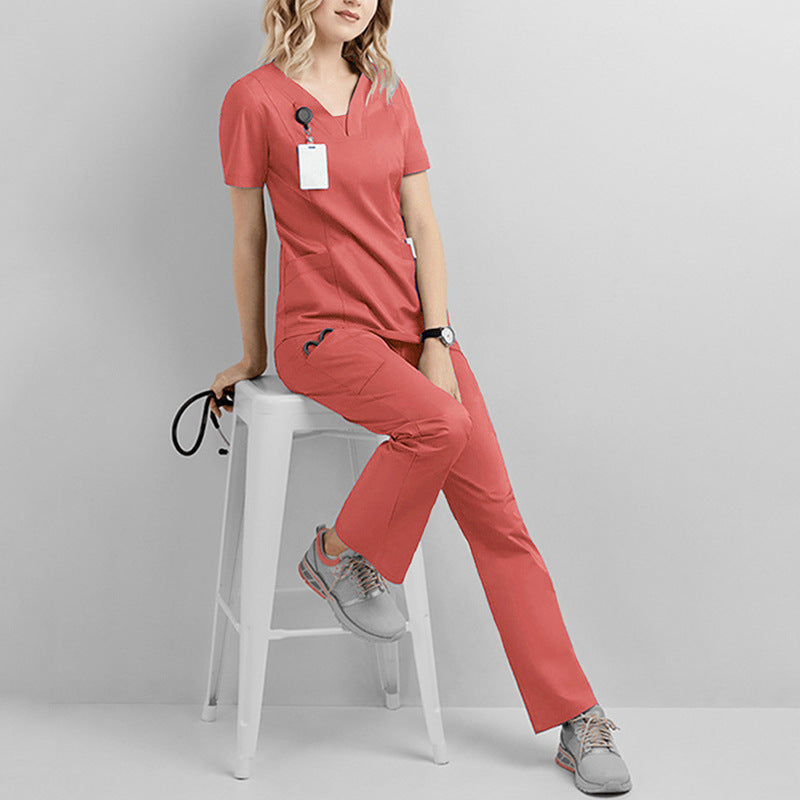 A Cross-border hand washing clothes, short sleeves and trousers, nurse clothes set, elastic quick-drying isolation, surgical clothes, oral doctor work clothes