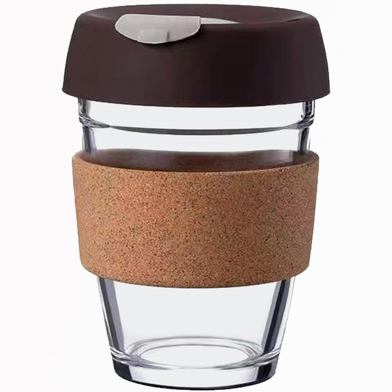 A American glass coffee cup, silicone cork water cup, heat-resistant glass with cup cover, anti-scalding and heat-insulating style teacup