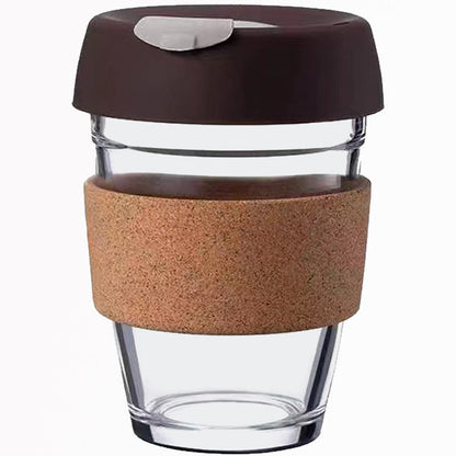 A American glass coffee cup, silicone cork water cup, heat-resistant glass with cup cover, anti-scalding and heat-insulating style teacup