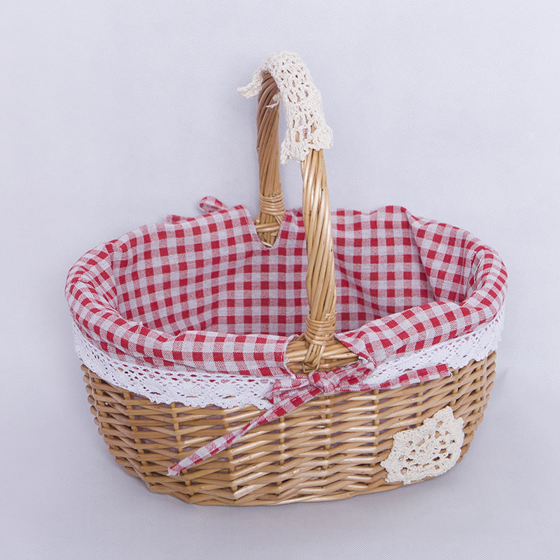 A Portable rattan storage basket Outdoor willow picnic basket Sundries storage ins Wind gift basket Rattan woven basket