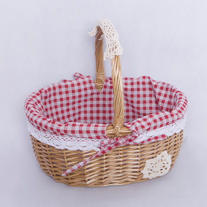 A Portable rattan storage basket Outdoor willow picnic basket Sundries storage ins Wind gift basket Rattan woven basket