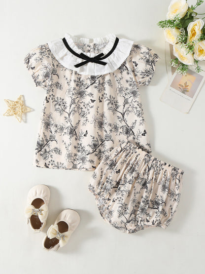 A New summer baby clothes baby girl floral triangle fart pants two-piece baby pants set