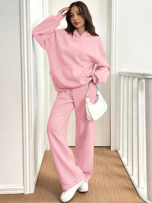 A lady's long-sleeved trousers fleece warm suit