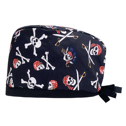 A Cotton Printed Surgical Cap Adjustable Women's Long Hair Baotou Cap Dentist Stomatology Clinic Frosted Cap Men's Foreign Trade