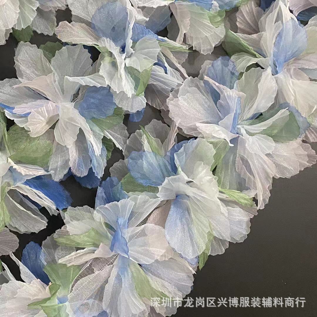 A 14cm three-dimensional organza lace DIY gradual change handmade flower clothing accessories decorative flower ballet doll dance dress - Mixbatch