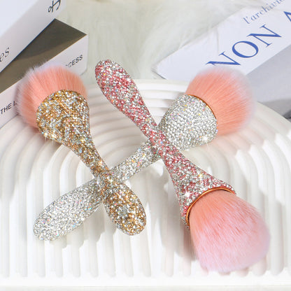 A new diamond-encrusted small waist loose powder makeup brush, oversized single soft-bristled nail brush, blush brush, beauty tool. - Mixbatch