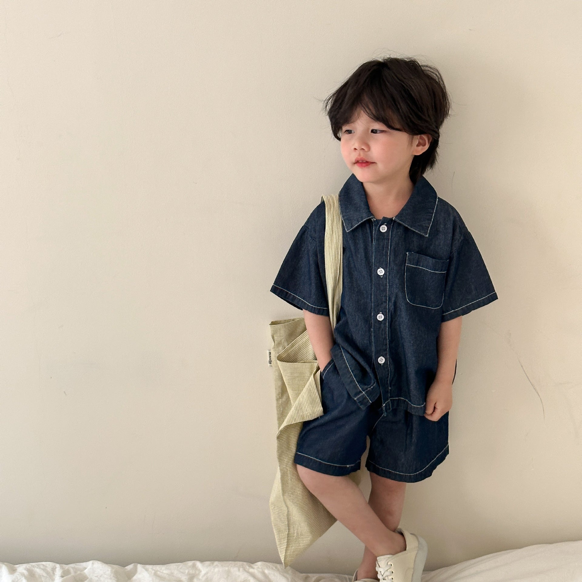 A children's summer denim suit for boys - Mixbatch