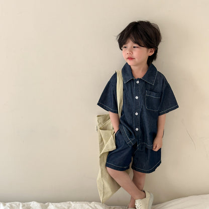 A children's summer denim suit for boys - Mixbatch