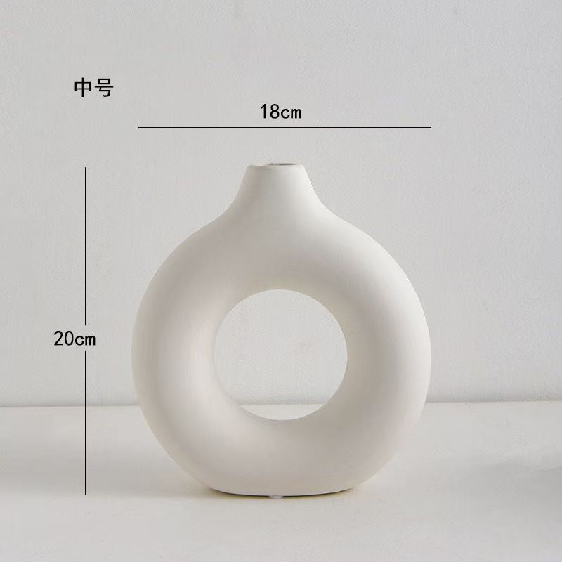 A Nordic style creative plastic vase home living room decoration dining table imitation ceramic ornament flower arrangement vase flower pot flower device