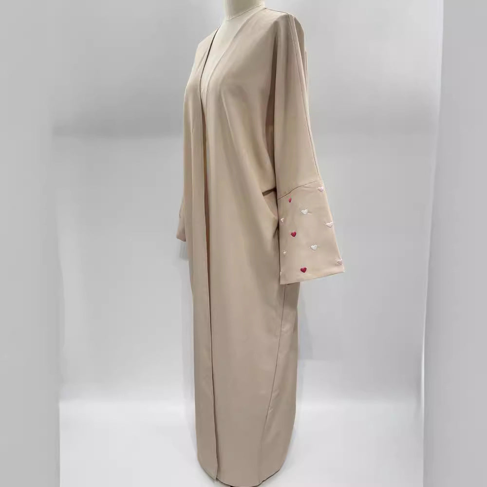 Love embroidered cardigan robe middle east muslim arabic women's dress outside draped gown embroidered - Mixbatch