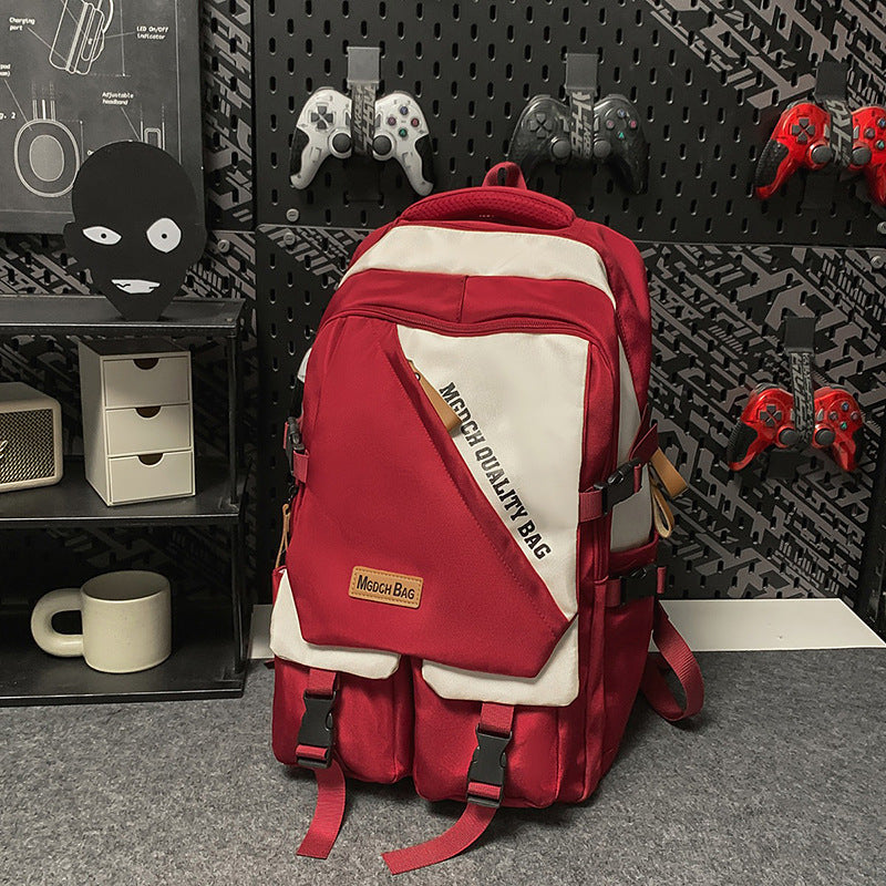 A Korean version ins new high-value trendy and cool contrasting backpack, couple light travel travel large-capacity backpack