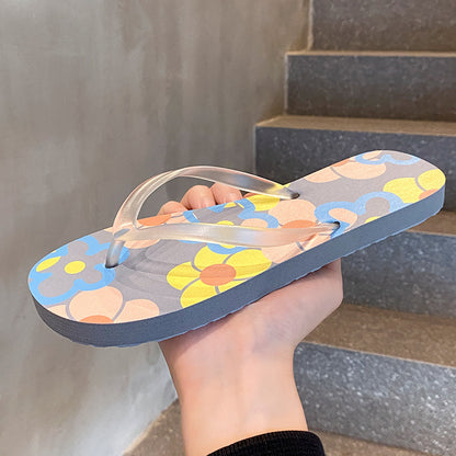 A non-slip ns tide i fashion beach pinch flip-flops women's slippers couple splint sandals summer wear new flower shoes
