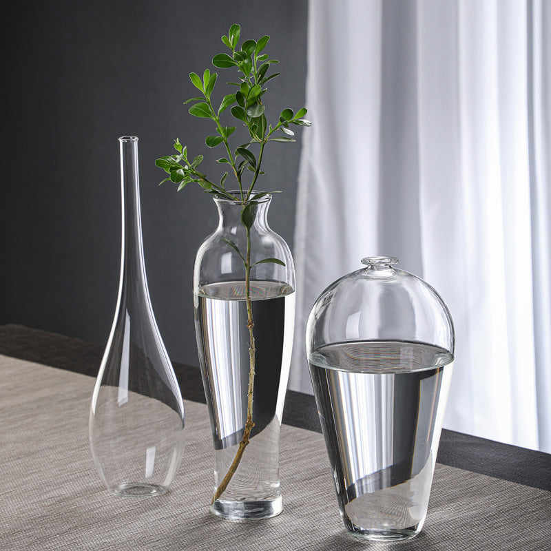 A glass vase transparent water flower cultivator