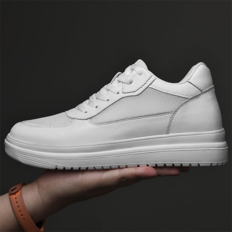 A men's shoes summer breathable couple heightening shoes 8cm men's cowhide inner