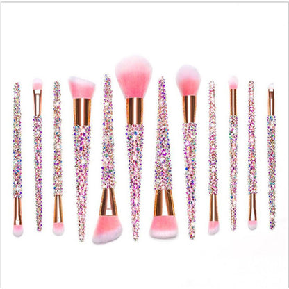 A 12 pcs full of diamond makeup brushes professional face and eye beauty kit, full of diamond Blingbling beauty - Mixbatch