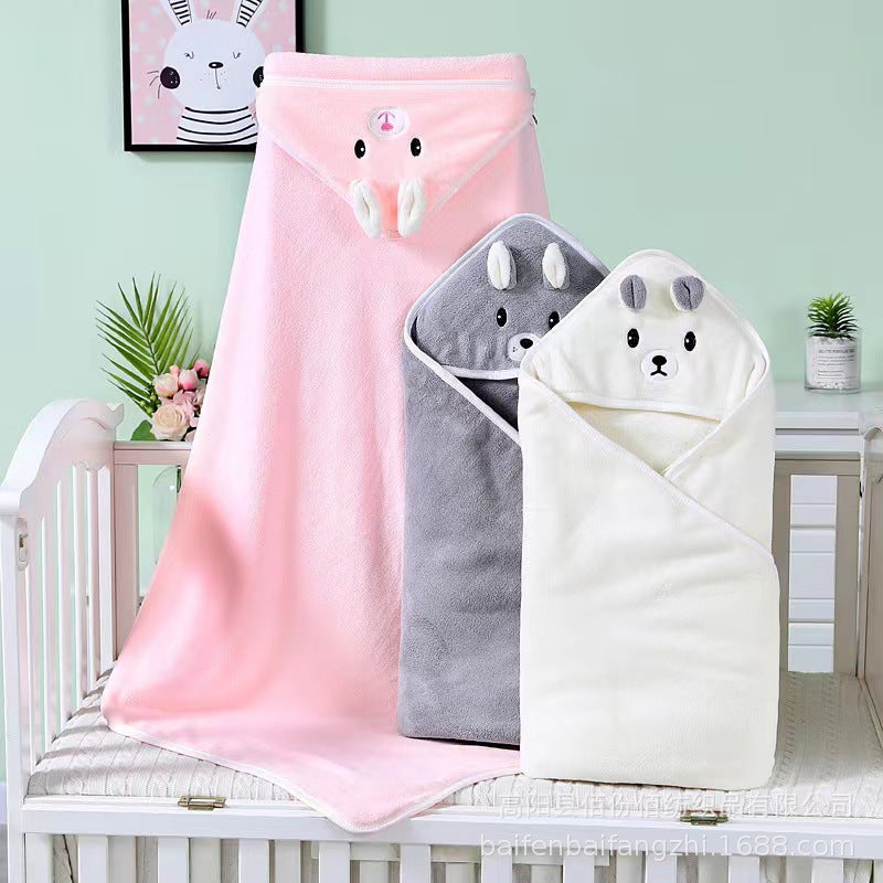 Coral velvet quilt children's absorbent hooded cartoon bath towel - Mixbatch