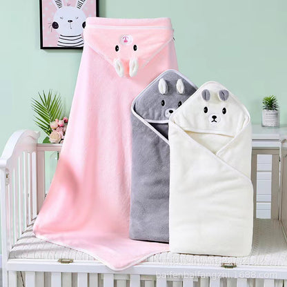 Coral velvet quilt children's absorbent hooded cartoon bath towel - Mixbatch