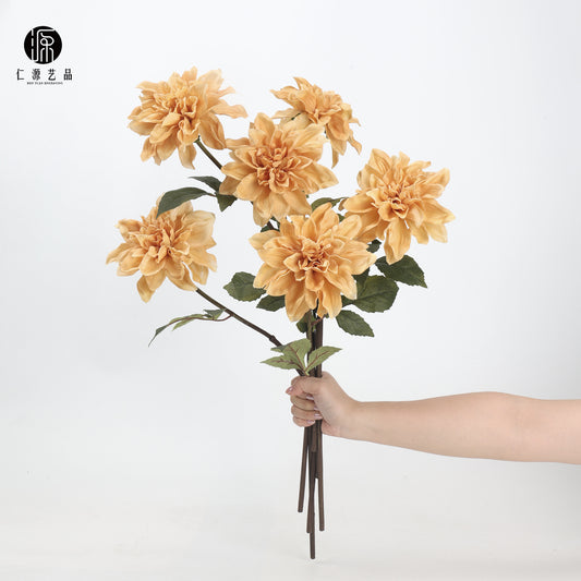 A dream color, moisturizing Dahlia PU simulated flower, wedding home decoration fake flower hotel photography flower arrangement