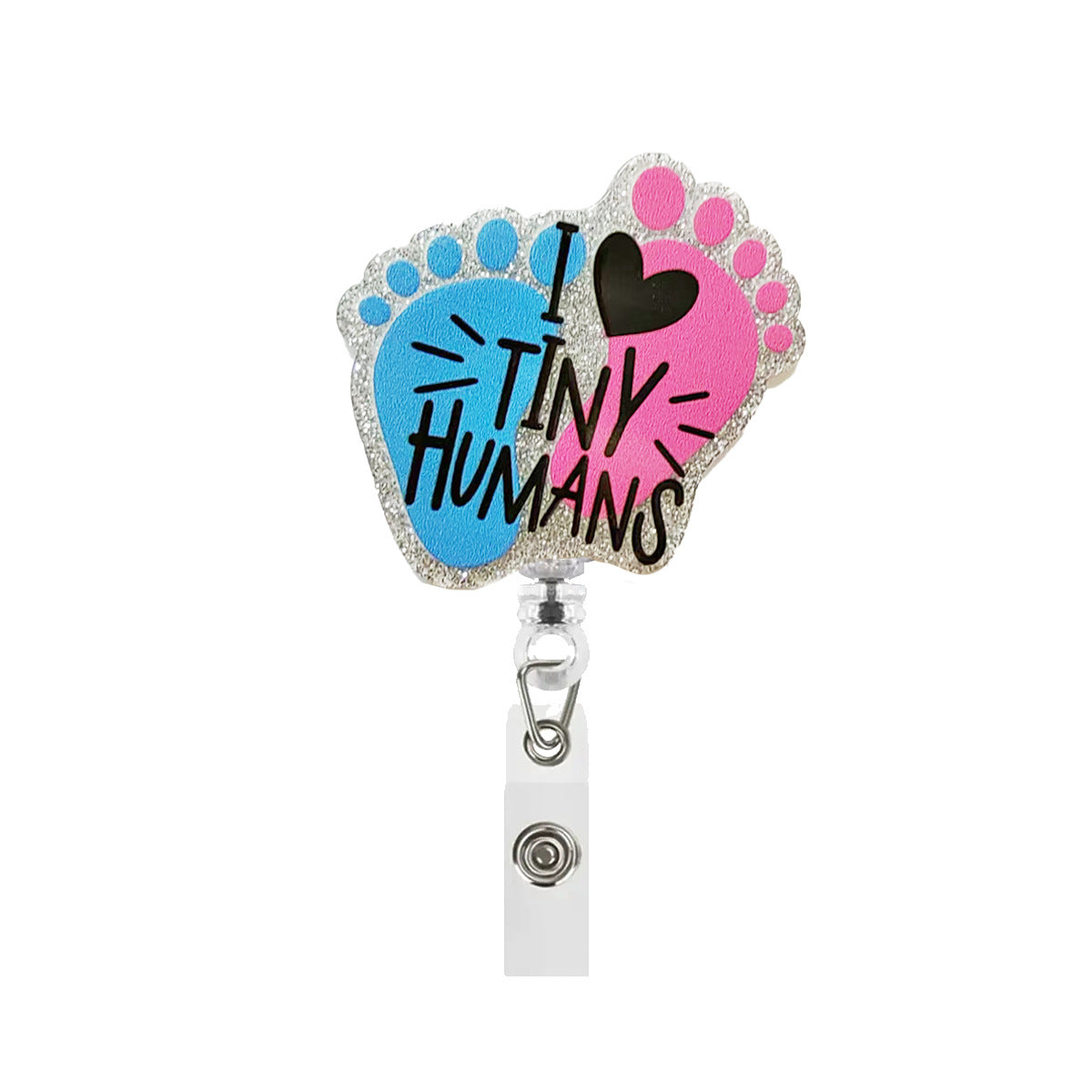 A Acrylic glitter, easy-pull buckle, alligator clip, ID clip, work card clip, retractable badge, scroll buckle, spot.