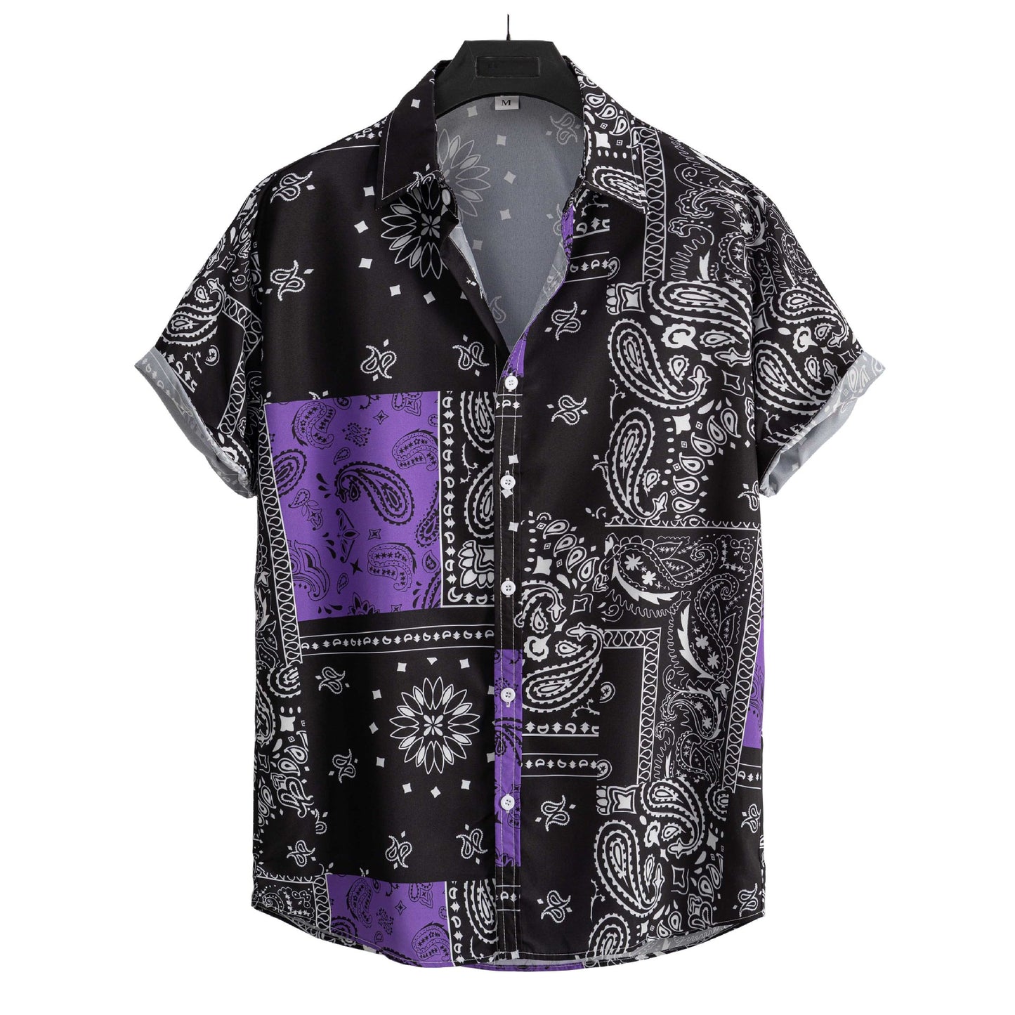 A Men's Fashion Casual Fit Paisley Style Short Sleeve Shirt Non-Positioning - Mixbatch
