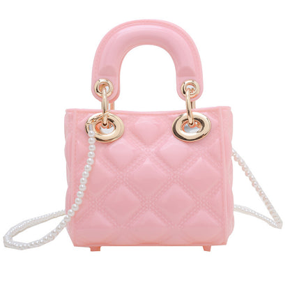 A summer new jelly bag children's bag mini bag diamond Princess Diana bag pvc bag pearl messenger women's bag - Mixbatch