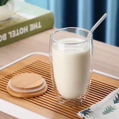 A Egg-shaped double-layer simple glass high borosilicate tea cup transparent milk beverage cup heat-resistant coffee cup wholesale