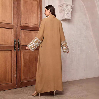 Autumn New Embroidered Middle East Muslim Fashion Cardigan Dubai Arabian Robe Bat Sleeve - Mixbatch