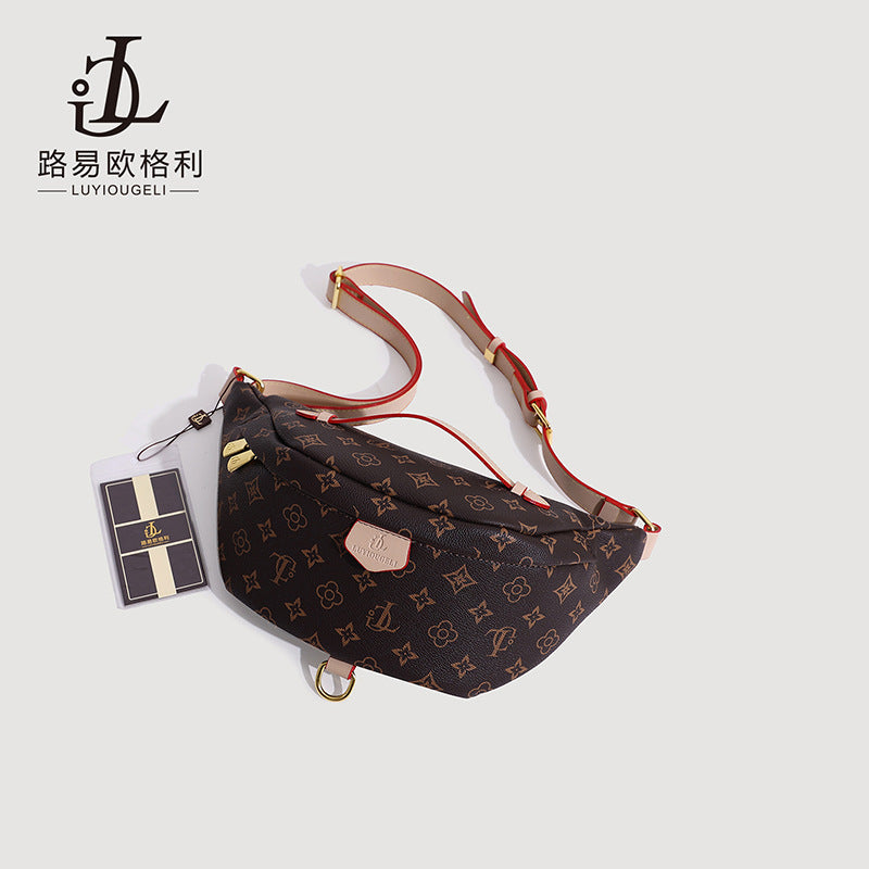 A retro trendy star with the same versatile chest bag large capacity crossbody shoulder dumpling bag